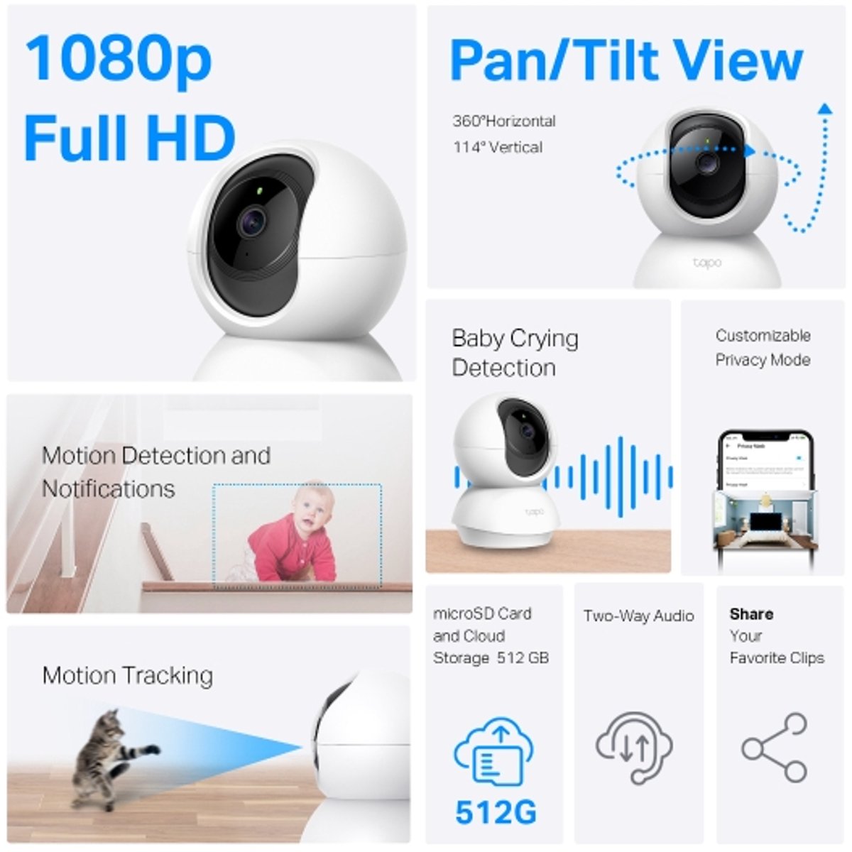 Afbeelding 3 van Tapo C200 Beveiligingscamera binnen - 1080P- Full HD- Pan/Tilt