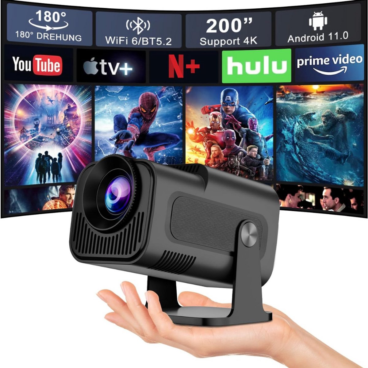 Mini beamer - Projector - Beamerscherm - Projectiescherm - Outdoor & Indoor Projector -