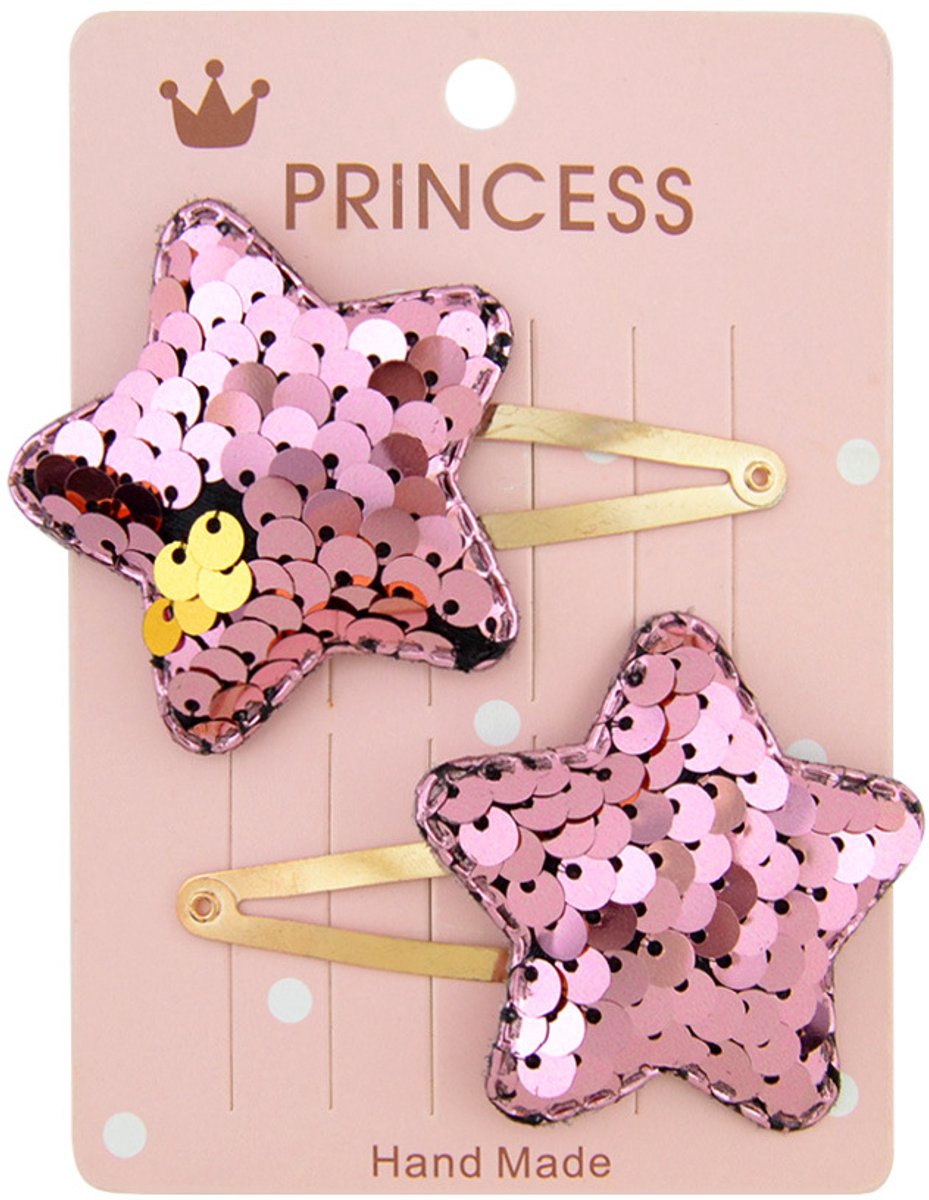 Ster Glitter Haarclips set - 2 stuks - Roze - Haarspeldjes - Haar Accessoires - Kinderen - Peuter - Meisjes - Gift - Cadeau