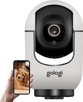 Gologi Huisdiercamera met App - Hondencamera - Pet camera - Beveiligingscamera Binnen - Security camera - Voor alle huisdieren - Met wifi - Wit