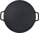 Koreaanse BBQ Grillpan - Rond, Anti-aanbak & Hittebestendig (30 cm / 11.81 inch) - Ideaal voor Buikspek, Pannenkoeken & Camping - Gemaakt van Gietijzer