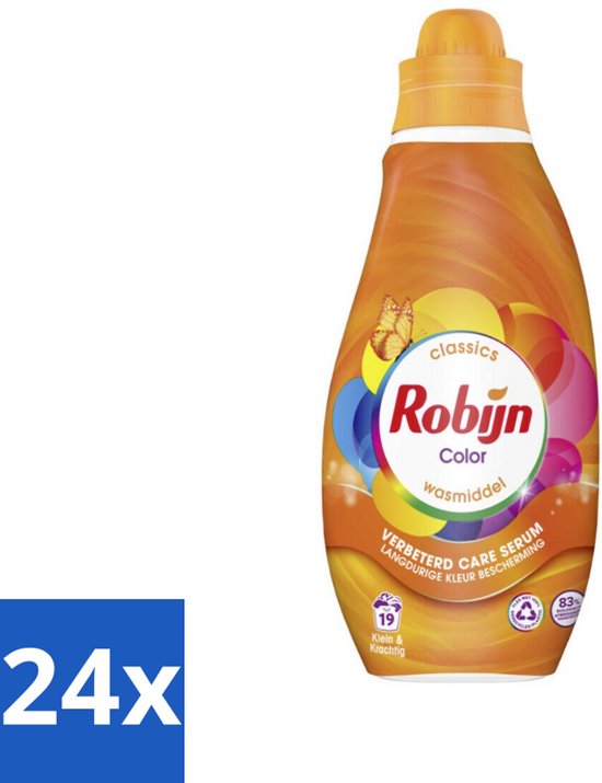 Robijn - Color - Vloeibaar Wasmiddel - Klein & Krachtig - 19 Wasbeurten - 665 ml - Voordeelverpakking - 24 stuks