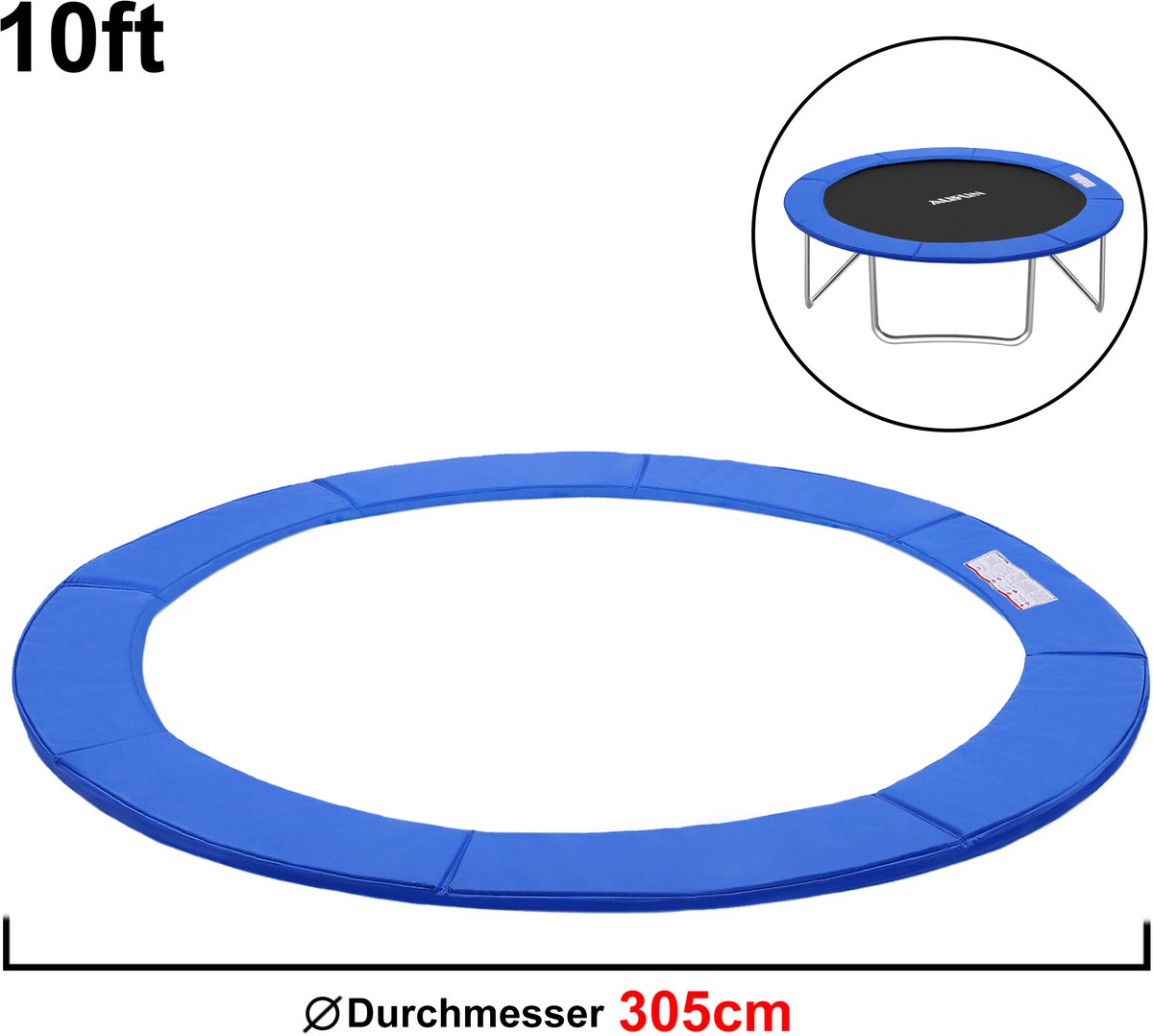 Trampoline-randafdekking, veerafdekking, Ø 305 cm, UV-bestendigheid, scheurbestendig, randbescherming, veiligheidsmat, trampoline-accessoires, standaardmaat voor trampolines blauw – foto 2