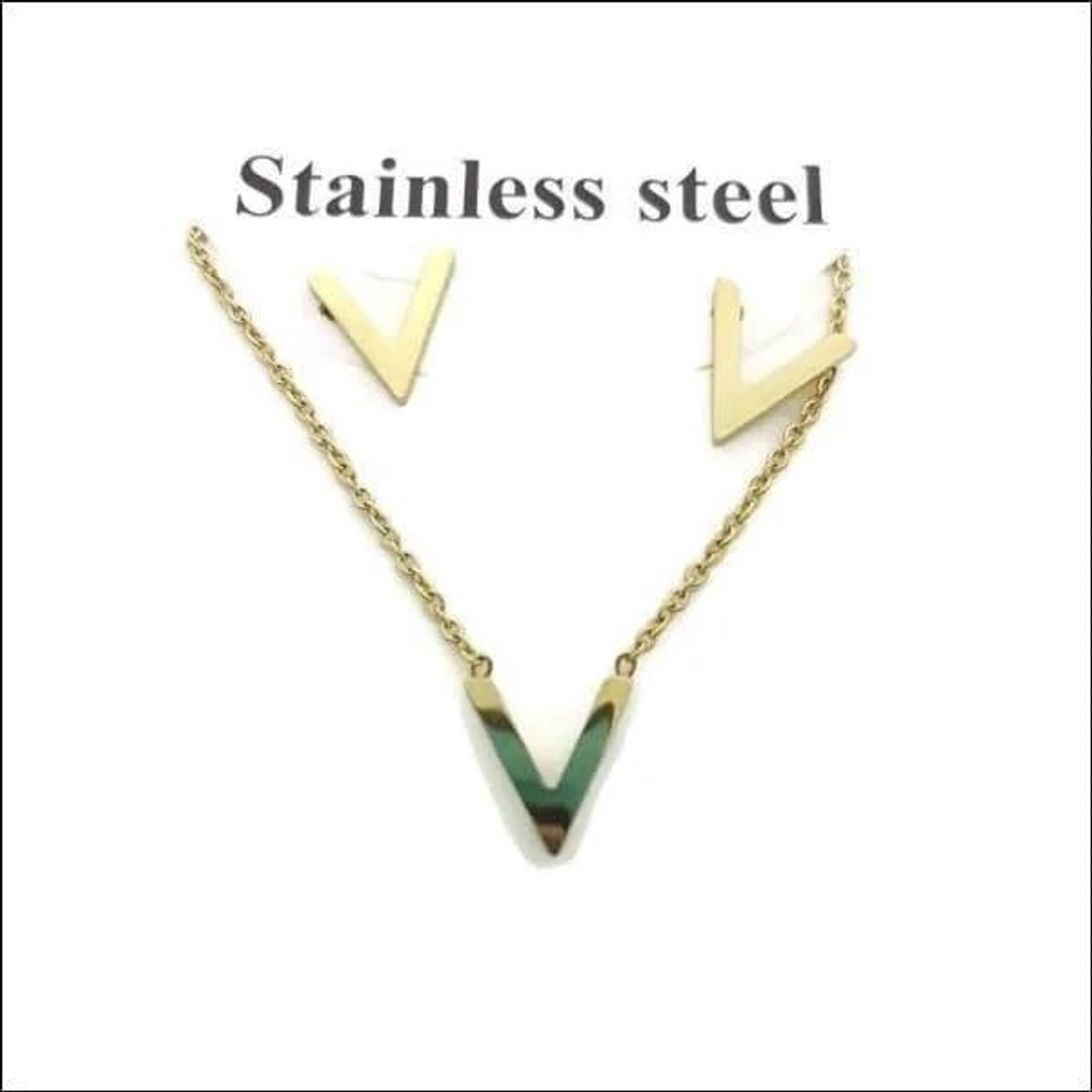Aramat Jewels | Sieradensets | Gouden V-bar Sieradenset voor Dames | | | | | | | Verkleurd niet