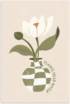 Affiche 40x60 cm - Bloem - Wit - Vase - Citation - Posters - Décoration chambre - Décoration murale salon - Décoration murale chambre