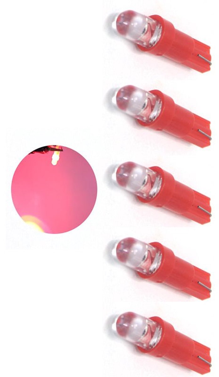 Auto LEDlamp | 5x autoverlichting LED T5 | kleur rood | 12V DC