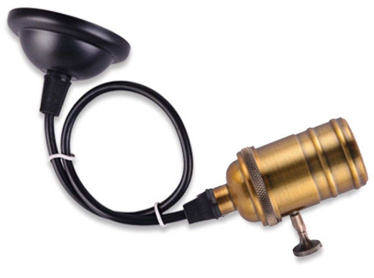 LED hanglamp vintage | pendel lamphouder E27 | industrieel draaiknop | goud 120cm