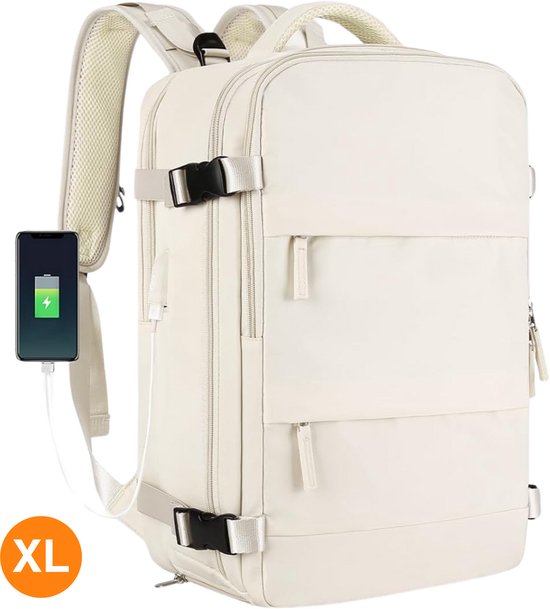Foto: Pazzo goods rugtas zara backpack rugzak 47x34x22cm 35 1l beige perfect voor reizen