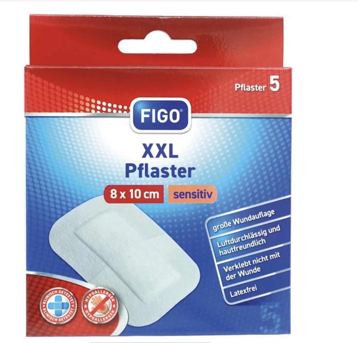 Figo | Wondverband XXL Pleister 8x10 cm Gevoelig - 5 Stuks voor Optimaal Wondherstel