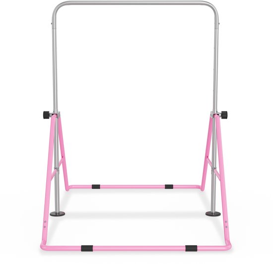 Aufun Turnrek voor Kinderen Verstelbare Gymnastiekstang voor Thuis Uitbreidbare Rekinstallatie voor Kids Verstelbare Gymnastiekstangen voor Training (Roze)