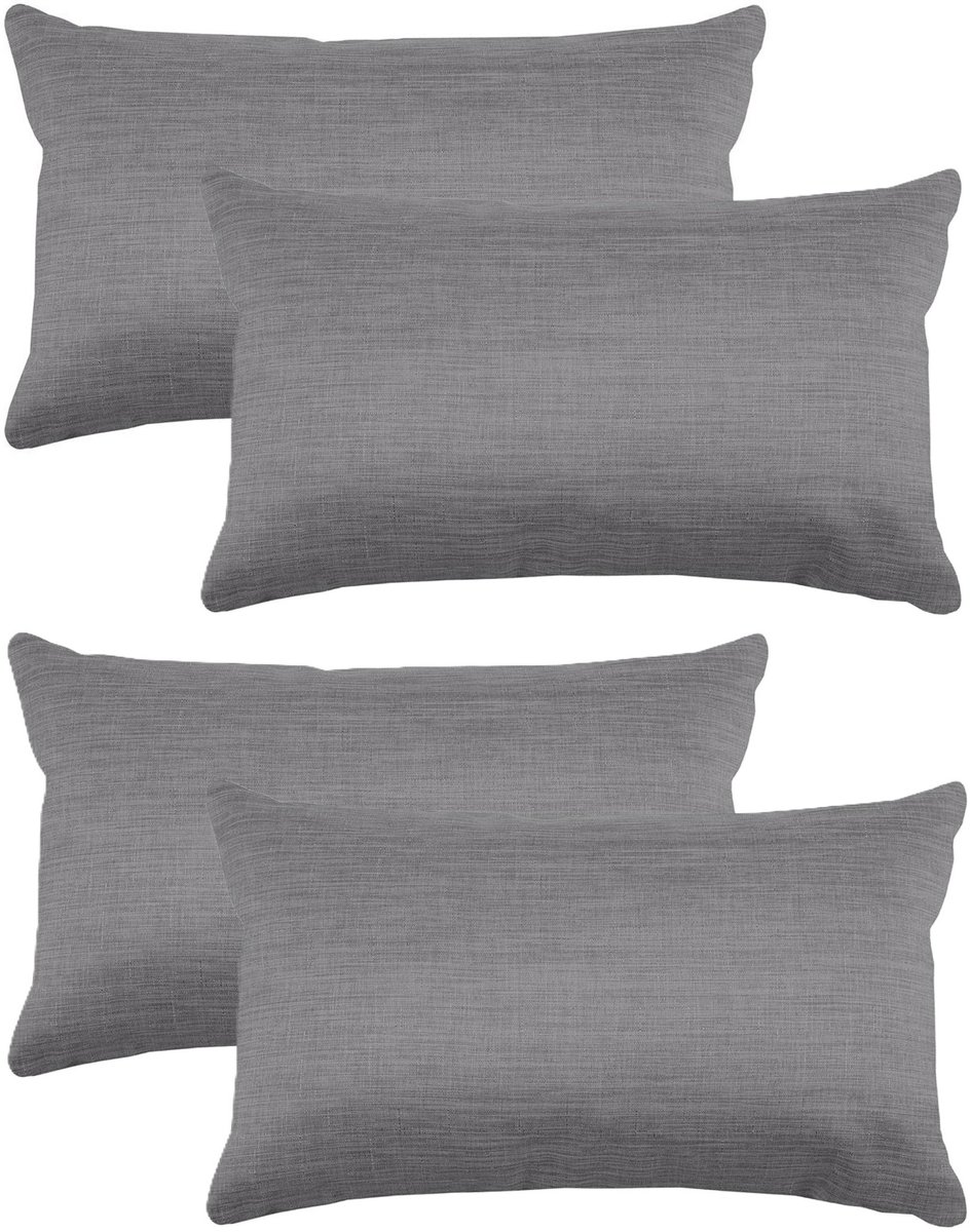 Stof Textile sierkussen Bea - 4x - grijs - 30 x 50 cm - bank kussens - zitkussens - binnen/buiten - polyester