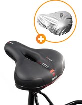 R2B Fietszadel - Fietszadel Heren - Fietszadel Dames - Reflectie en Ventilatie - Gel Zadelhoes Waterdicht - Fiets Zadel Ergonomisch - Gelzadel - Zwart