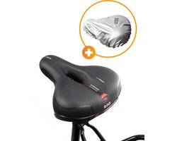 R2B Fietszadel - Fietszadel Heren - Fietszadel Dames - Reflectie en Ventilatie - Gel Zadelhoes Waterdicht - Fiets Zadel Ergonomisch - Gelzadel - Zwart