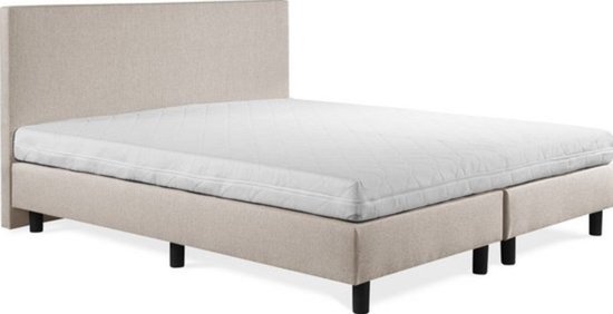 Sommier Sofia Luxe 180x210 avec matelas blanc tête de lit lisse Beige