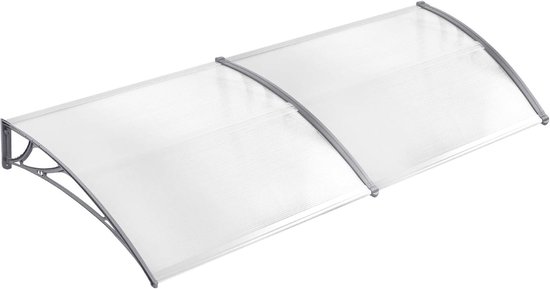 NAIZY 200 x 100cm luifel voor voordeur boog luifel voordeur uit polycarbonaat en aluminium frame voor garage balkon raam huis - Grijs