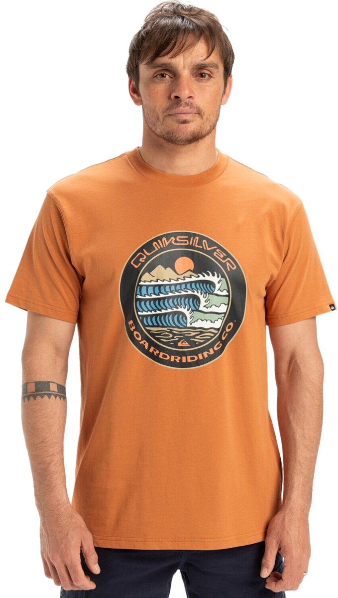 Quiksilver Ev Three Seas Heren T-shirt Eqyzt08051-cmn0 Kleur Bruin