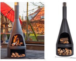 Fameilleur- tuinhaard xl- met houtopslag- houtrooster en vuurpook -in je tuin of op je terras- tuin haard- hout- modern tuinhaarden voor buiten, duurzame vuurkorven en sfeerhaarden- sfeerhaard- sfeer haarden- open haard- openhaard-vuurkorf- vuur korf