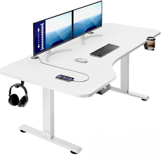 Casaria Zit Sta Bureau – Hoogte Verstelbaar Elektrisch - 160x75cm Wit