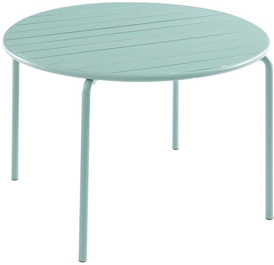 Tuintafel Rond 110 Vente-unique Ronde metalen tuintafel MIRMANDE - D110 cm - Amandelgroen ...