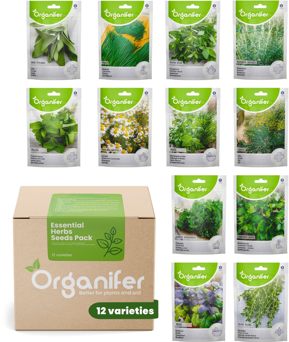 Kruidenzaden Pakket - 12 Essentiële Soorten - Moestuinzaden 