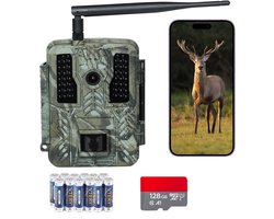 Siltcon® Professionele Wildcamera met Nachtzicht en WiFi - 4K Ultra HD & 60MP - Wildcamera voor buiten - WiFi APP - Incl. 128GB SD - Tripod - 12 batterijen - 2026 model