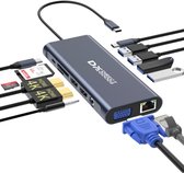 DirectGoods® 13 in 1 USB C Hub - Docking Station Laptop - Docking Station USB-C - 2x HDMI 4K - USB C 100W - RJ45 Gigabit - 1x VGA - Spacegrey