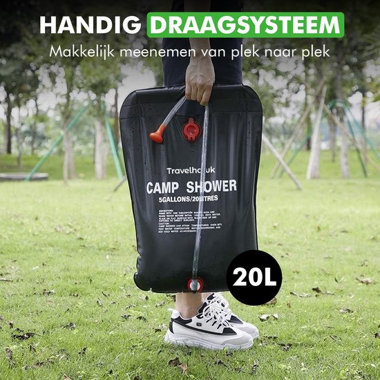 Travelhawk Campingdouche - 20 Liter - Buitendouche - Buitendouche Camping - Opvouwbaar - Voor op Reis & Camping - Zwart van Travelhawk — afbeelding 3
