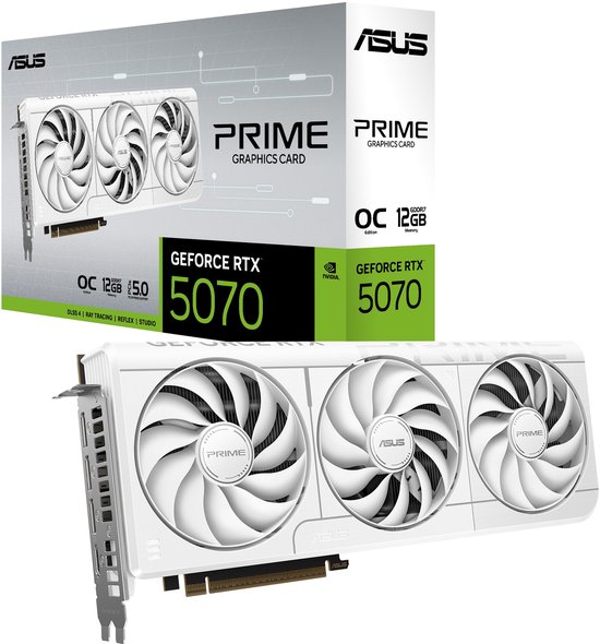 ASUS Prime NVIDIA GeForce RTX 5070 White OC Edition - Videokaart - 12GB - GDDR7 - PCIe 5.0 - 1x HDMI 2.1b - 3x DisplayPort 2.1a