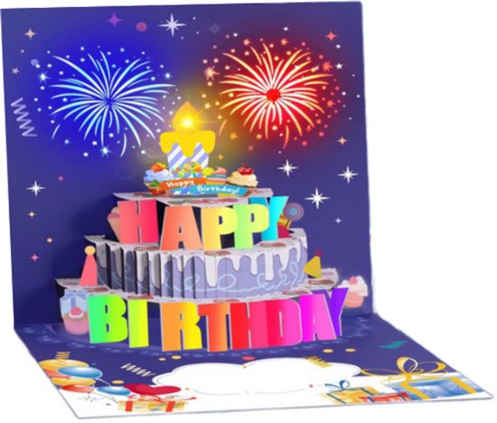 YYchan cartes popup - Carte d'anniversaire Cadeau Félicitation Happy anniversaire - carte carte de voeux 3D -Carte de voeux fraise