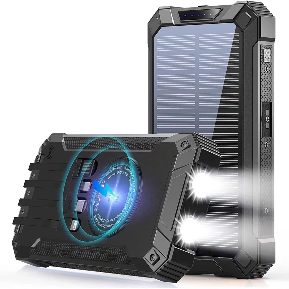 LumiexPro Solar Powerbank 20.000mAh Draadloos Opladen - LumiexPro - €25,99
