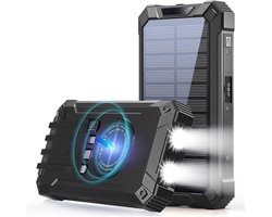 LuminexPro Solar Powerbank 20.000mAh – Draadloos & USB Opladen – Waterdicht & Schokbestendig – Met Zonnepaneel – Voor iPhone, Samsung en Tablets