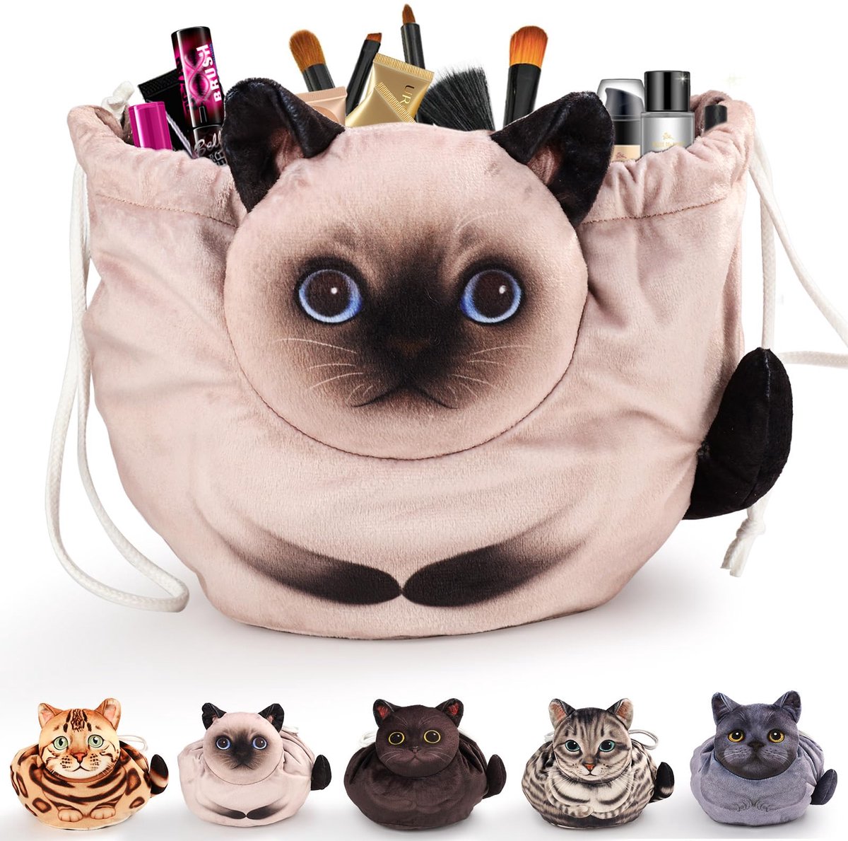 Ibenzoa® Ruime en Stijlvolle Make-uptas met Kattenmotief voor Reizende Dames en Meisjes, Perfect Cadeau