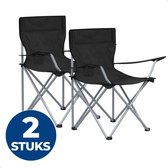 ACAZA Campingstoel - Campingstoelen Set van 2 - Strandstoel - Draagvermogen 120 kg - Klapstoel - Kampeerstoel - Vouwstoel - Camping - Strandstoel Opvouwbaar - Kamperen - Visstoel - Klapstoelen - Festival Stoel - Zwart