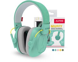 Alpine Muffy Kids Gehoorbescherming kinderen – Oorbeschermers kinderen - Oorkappen kinderen - Verminderd omgevingsgeluid en verhoogd de concentratie - Handig voor in de klas of bij luidruchtige events – Mint – Demping 25 dB