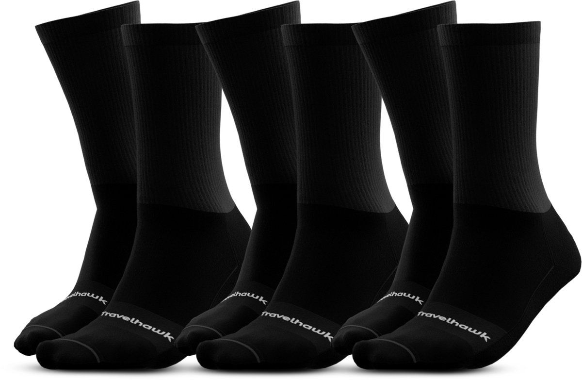 Travelhawk 3 Pack Wandelsokken - Wandelsokken Heren & Dames - Wandelsokken Trekking - Maat 39-42 - Zwart