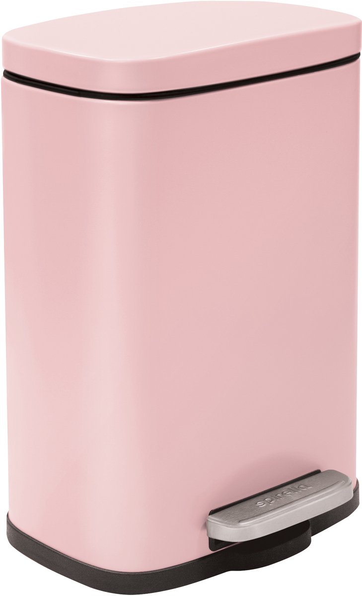 Spirella Pedaalemmer Venice - lichtroze - 5L - metaal -21x30cm- soft-close - Pedaalemmers