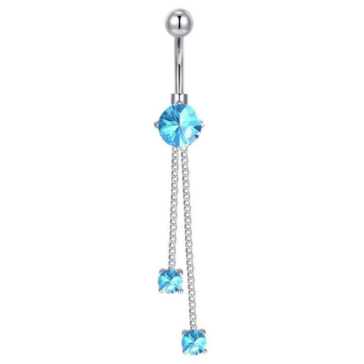 Navel Piercing | Zilverkleurig | Blauwe steentjes