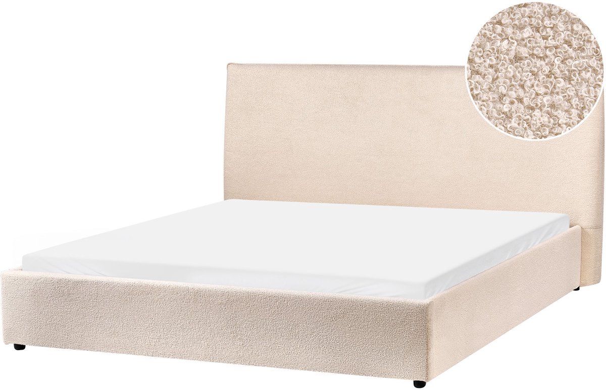 BELIANI LAVAUR - Tweepersoonsbed - Beige - 160 x 200 cm - Bouclé