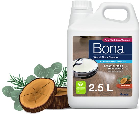 Bona Houten Vloerreiniger voor Robotstofzuiger met Dweilfunctie - Vloerreiniger Robotstofzuiger - Reinigingsmiddel - Sneldrogend en Streeploos - 2,5L