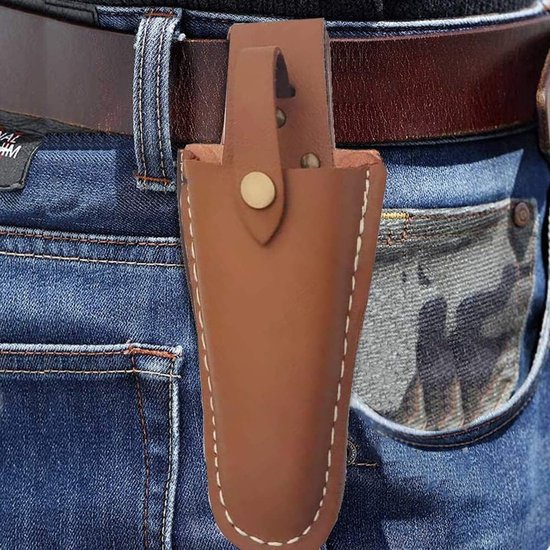 Leer hoesje - Tang opbergtas - Heuptas voor snoeischaar - Tuin Gereedschap Opberg Tas - Bruin - PU leer - 20.5*8 cm - Voor Snoeischaar en Tuin Gereedschap van Merkloos	 — afbeelding 4