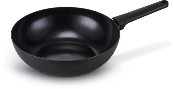 Poêle Wok Brabantia VANTA - Ø 30 cm - Sans PFAS - 100% recyclé - revêtement antiadhésif en céramique - noir