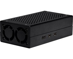 Joy-it ALU CASE for Pi5+M2 HAT / AI Kit SBC-behuizing Geschikt voor serie: Raspberry Pi® 5 B Incl. actieve koeler Zwart