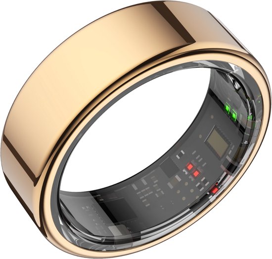 Focus® S1 Smart Ring - Goud - Maat 8 - Hartslag - Menstruatiecyclus - Slaap Monitor - Slimme Ring - Sport Prestatie - Stappenteller -IP68 Waterdicht - O2 Meting - Dames - Heren - Wearables - Oplaad Case - beschermring