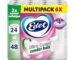 Edet Ultra Smart Toiletpapier - 4 laags - 24 maxi rollen zonder huls = 48 rollen