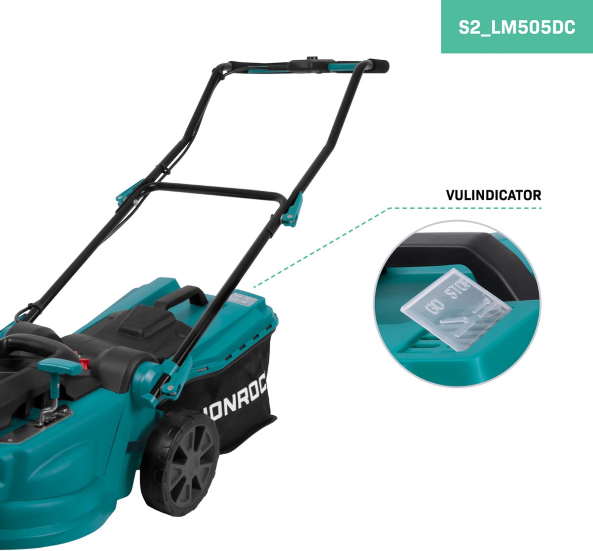 VONROC Accu Grasmaaier – 40V – 38 cm maaibreedte - Vier instelbare maaihoogtes: 35/45/55/65 mm - Incl. 45L Opvangbak - Incl. 2x 2.0Ah Accu en dubbele snellader – foto 6