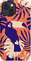 Casetastic hoesje geschikt voor Apple iPhone 15 - MagSafe - Dubbellaagse bescherming - Paradijs Toekan - Fashion Case - Terracotta Donkerblauw Zand