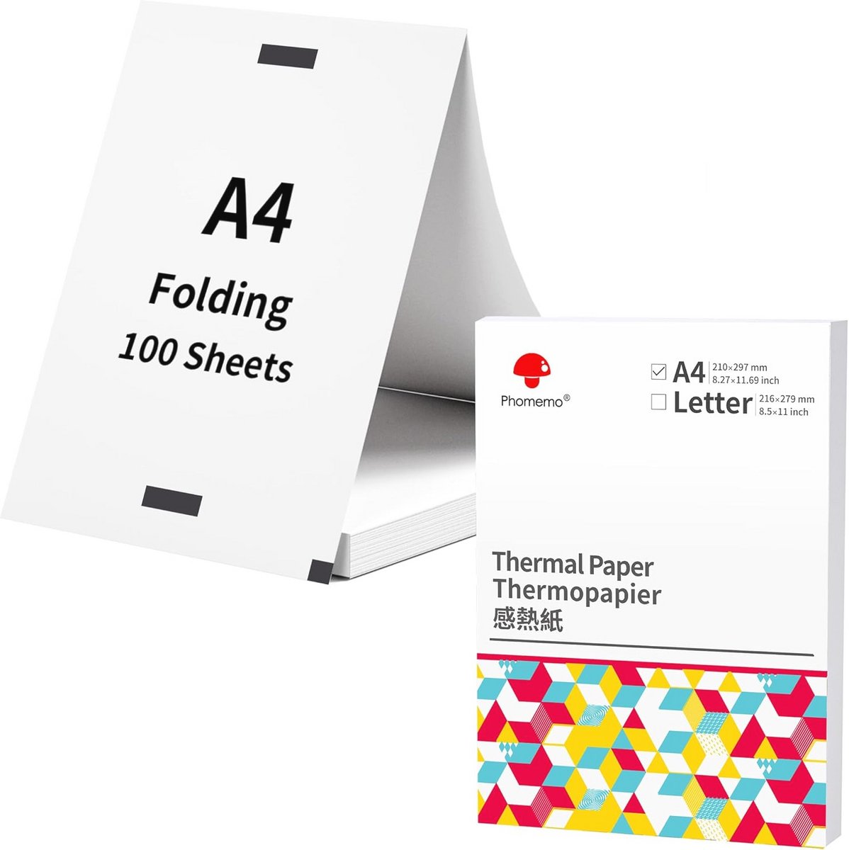 A4 Thermisch Printerpapier 210x297 mm - Continu Opvouwbaar, 100 Vellen Voor Draagbare Printers