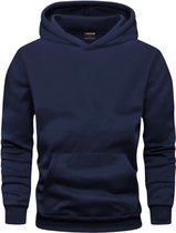 HOODED SWEATER 100% GEKAMD FLEECE 320 G/M² DONKERBLAUW
