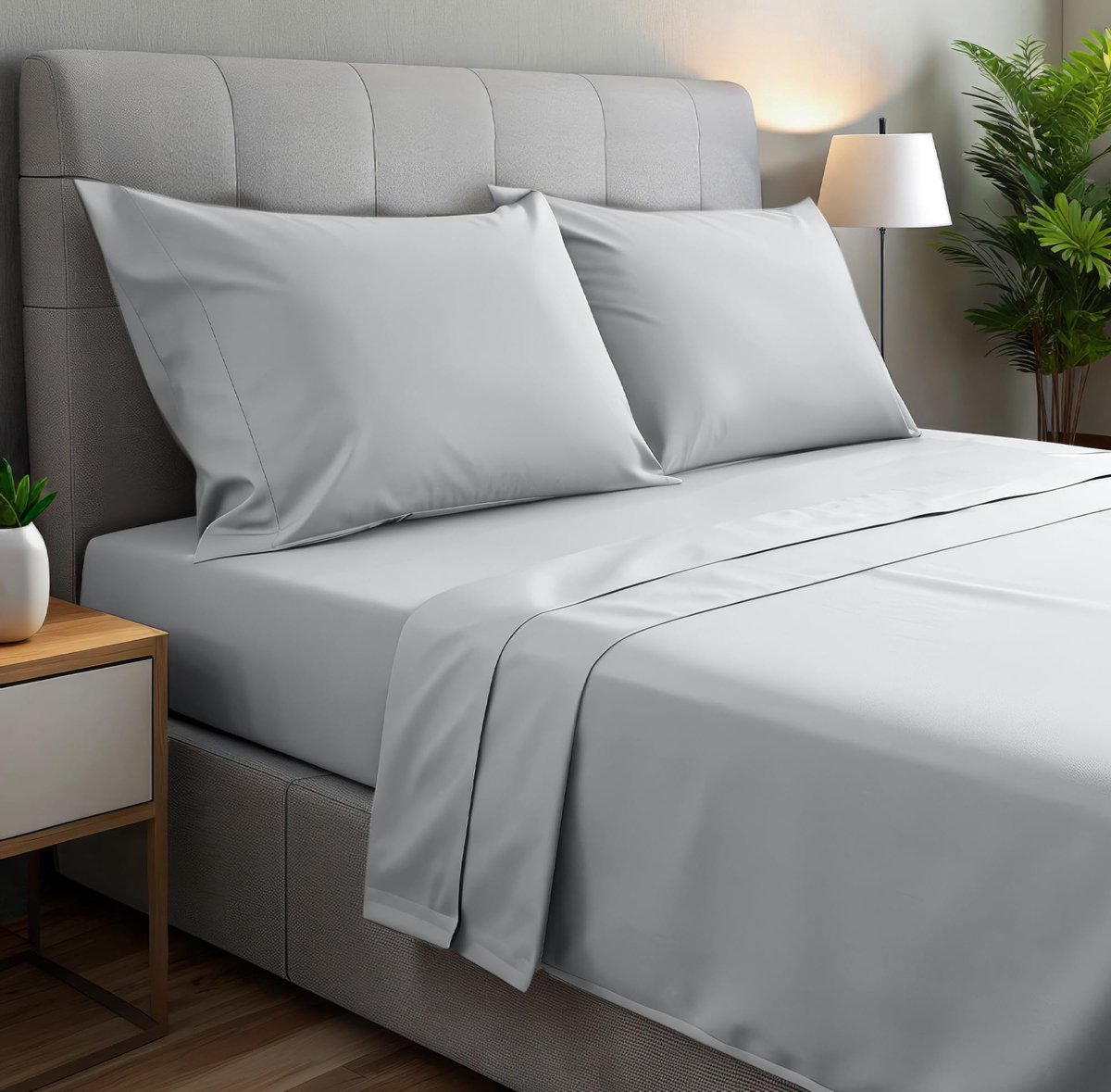 Ibenzoa Beddengoedset van Luxe Microvezel voor Optimaal Comfort en Elegantie in de Slaapkamer lichtgrijs