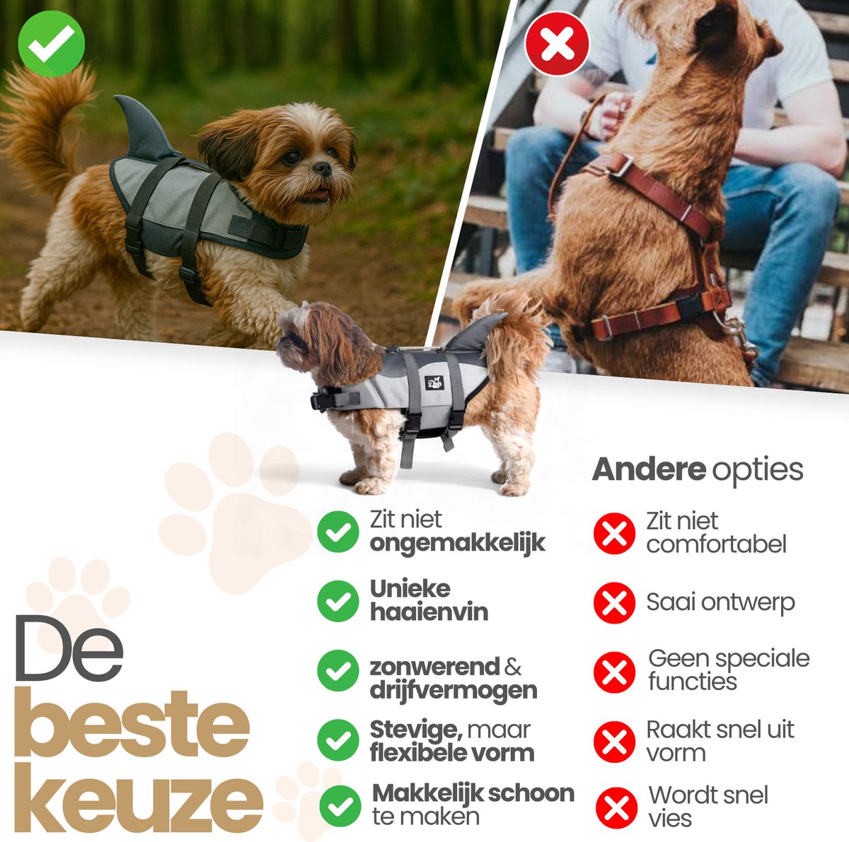 Dogs&Co® Zwemvest voor honden HAAI Ruglengte 33cm Borstomvang 54 - 64cm - reddingsvest - zwemondersteuning voor honden — afbeelding 6